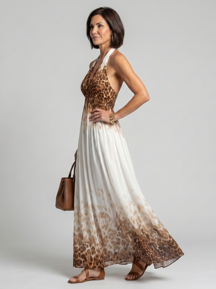 Women's Pleated White Midi Dress - Effortless Elegance