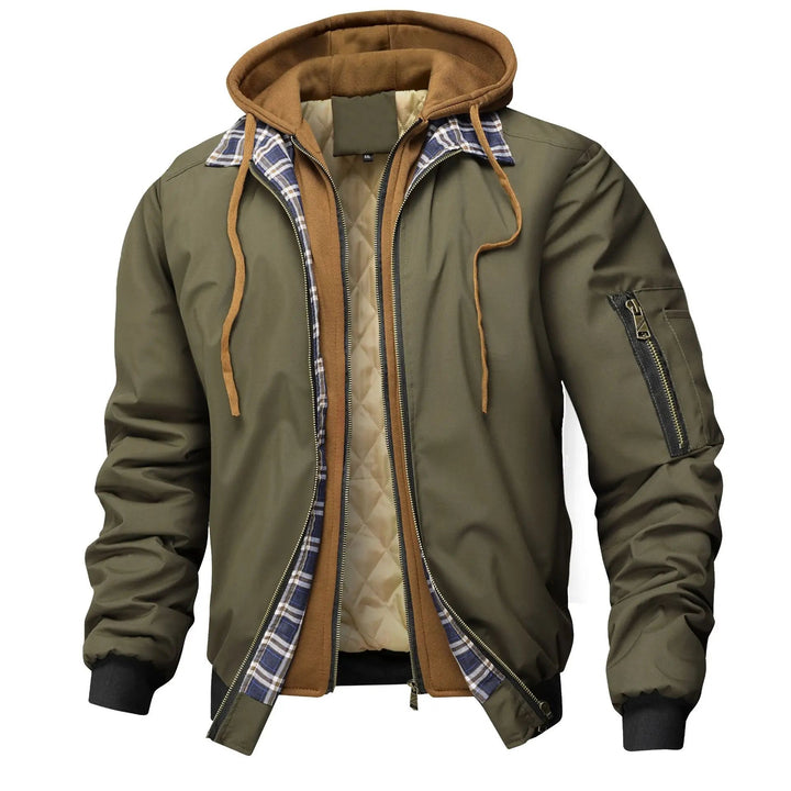 Men's Quilted Cotton Bomber Hooded Jacket – Insulated Layering