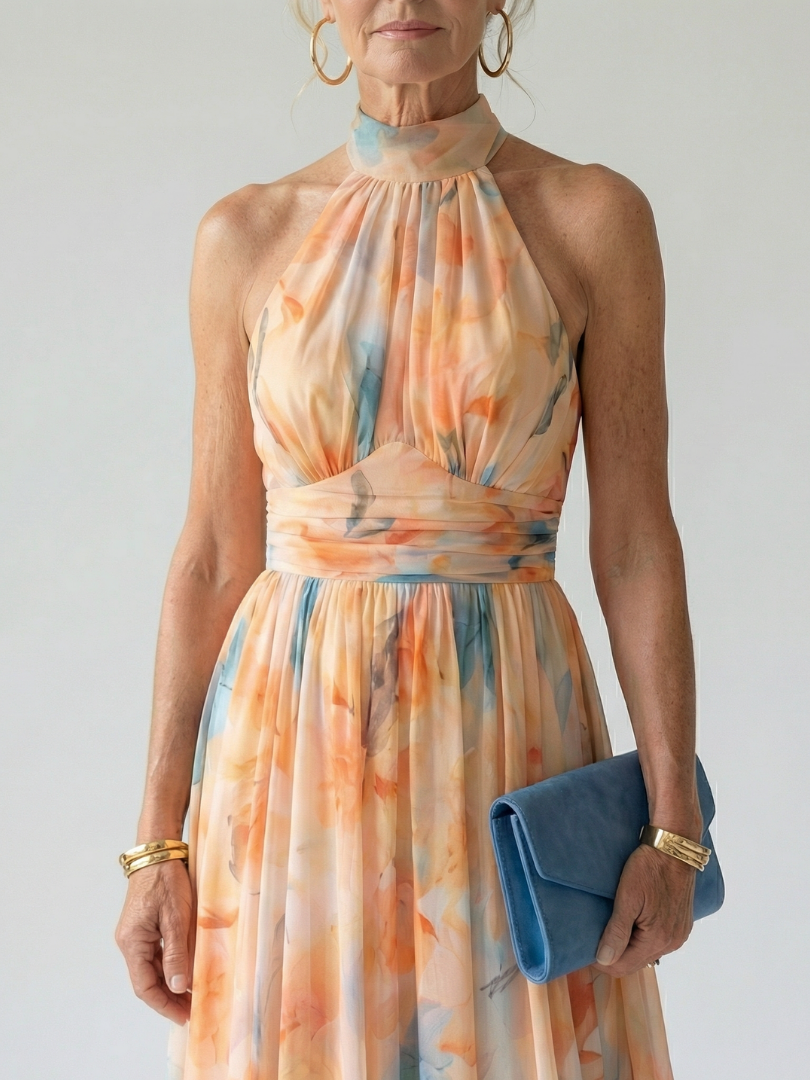 Women's Soft Halter Midi Dress - Everyday Elegance