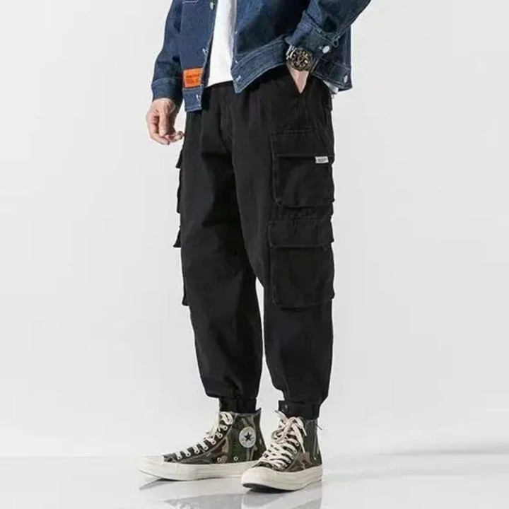 Men's Heavyweight Cotton Cargo Joggers – Tapered Utility Trousers