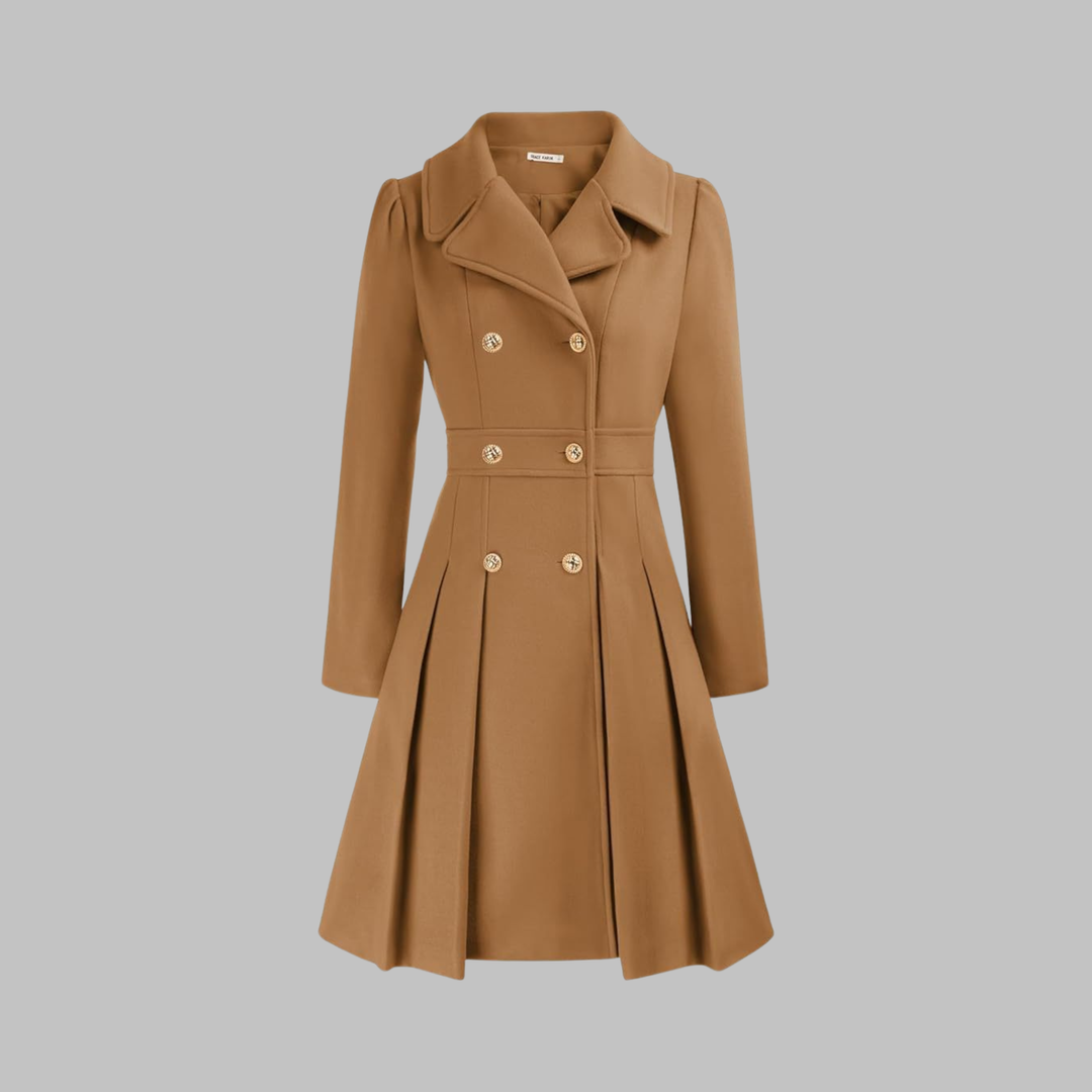 Women's Double Button Long Sleeve Coat - Elegant & Timeless