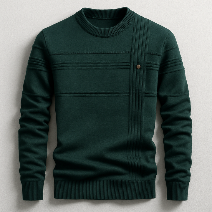 Men's Cotton Crew Neck Jumper – Ribbed Midweight Knit Sweater