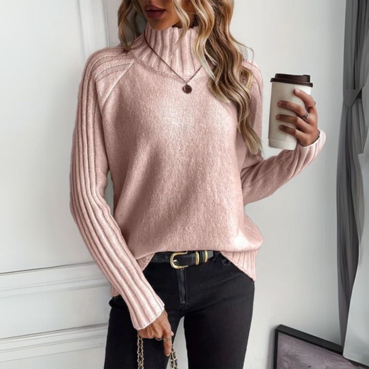 Women's Ribbed Turtleneck Knit Sweater - Cozy Winter Essential