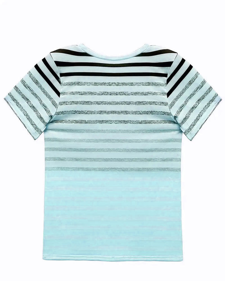 Women's Striped Round Neck Short Sleeve Tee - Effortless Style