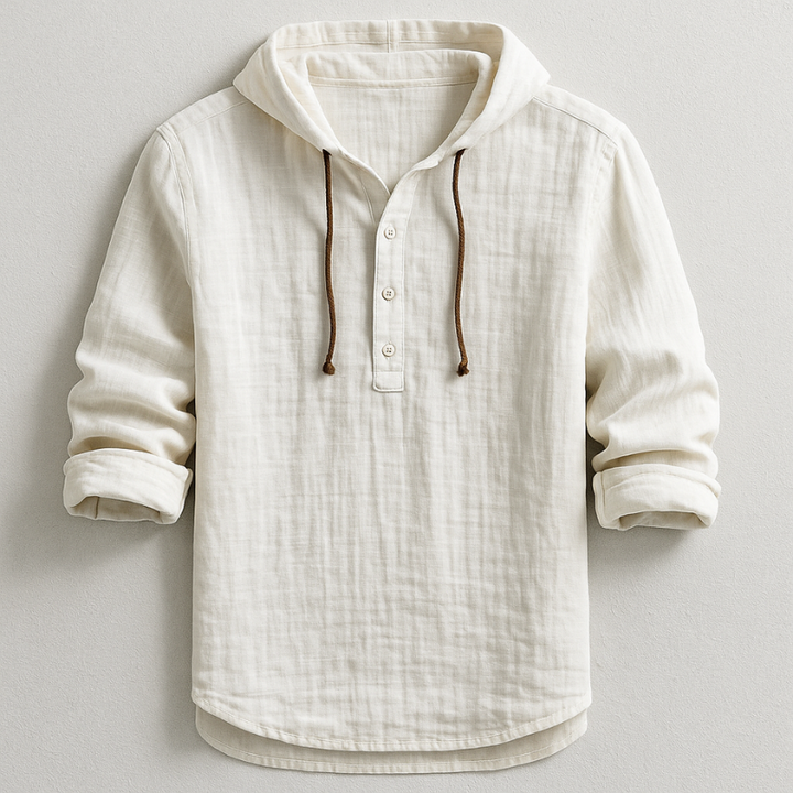 Men's Cotton-Linen Hooded Shirt – Relaxed Warm-Weather Overshirt