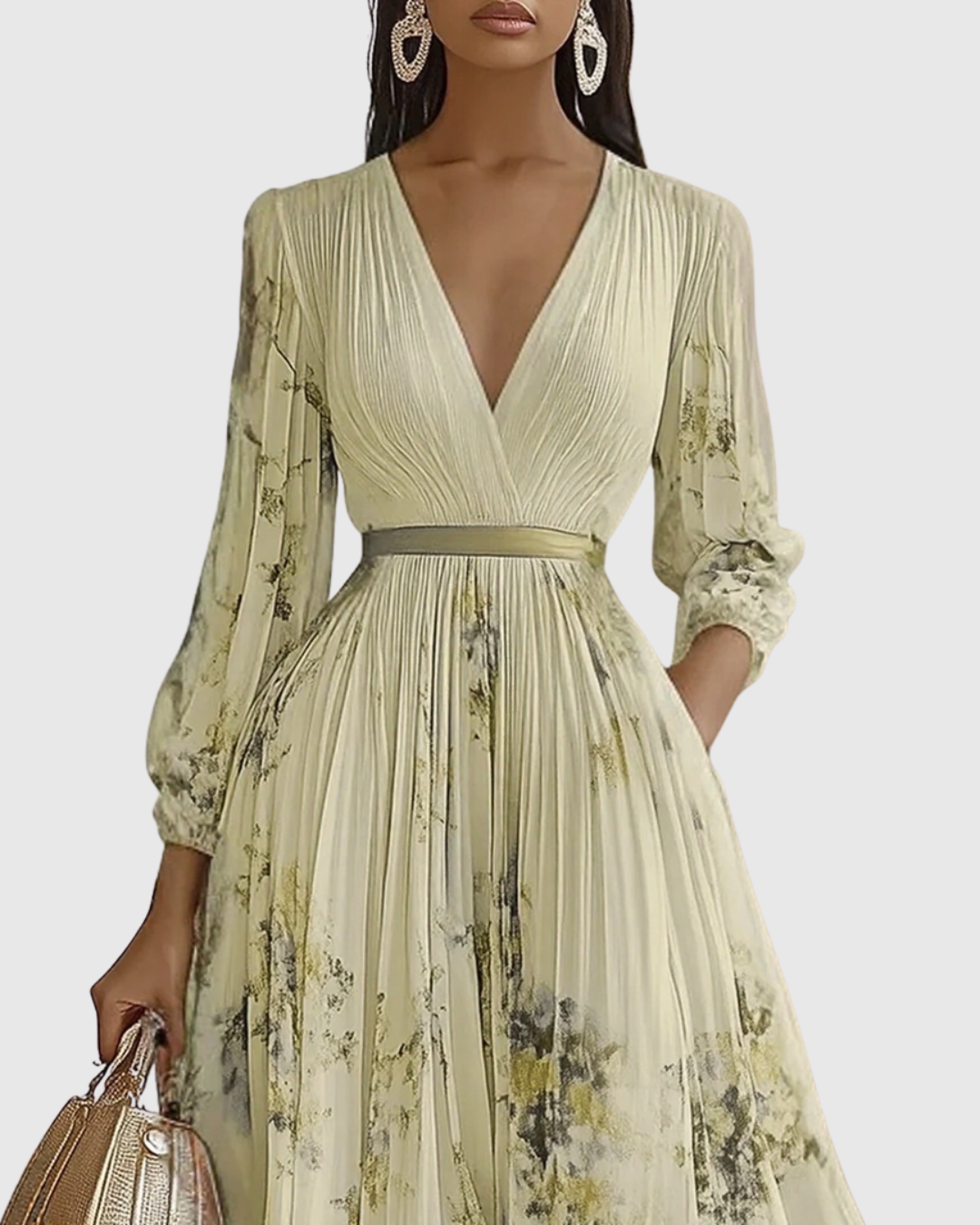 Women's Elegant Pleated Maxi Dress - Graceful & Feminine