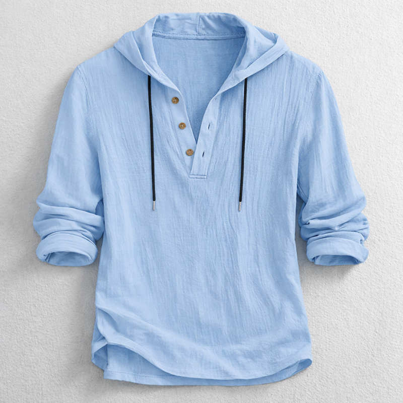 Men's Linen Hooded Henley – Breathable Relaxed Summer Shirt