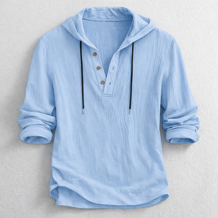Men's Linen Hooded Henley – Breathable Relaxed Summer Shirt