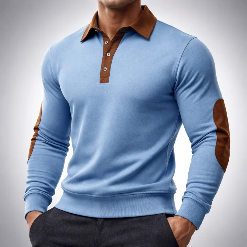 Men's Cotton Long-Sleeve Polo Pullover – Smart-Casual Knit