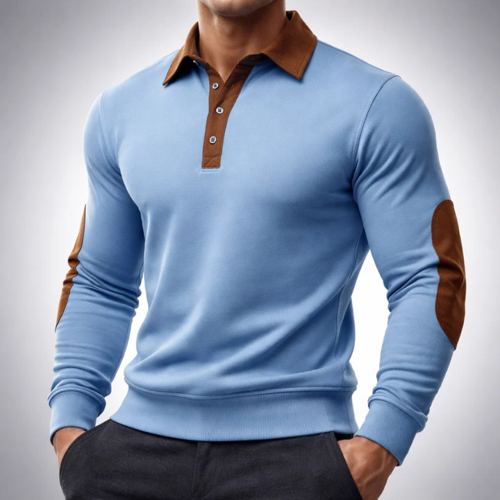 Men's Cotton Long-Sleeve Polo Pullover – Smart-Casual Knit