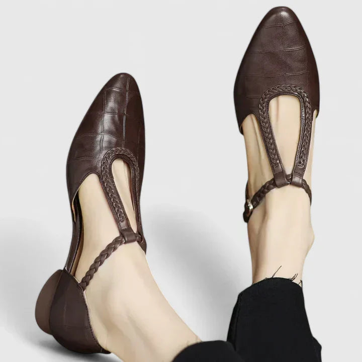 Women's Elegant T-Strap Flats - Vintage Charm with Modern Comfort