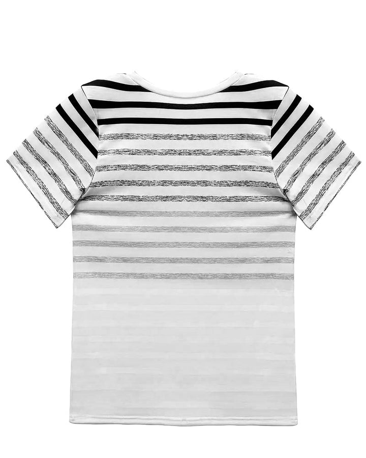 Women's Striped Round Neck Short Sleeve Tee - Effortless Style