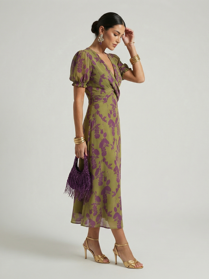 Women's Relaxed Floral Midi Dress - Effortless Everyday Style