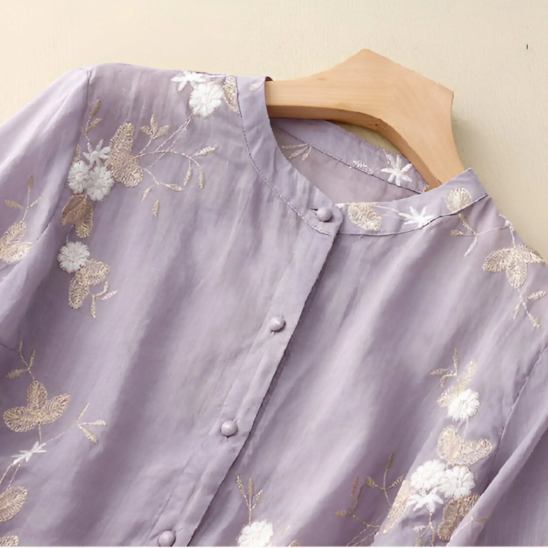 Women's Cotton Floral Embroidered Blouse - Everyday Elegance
