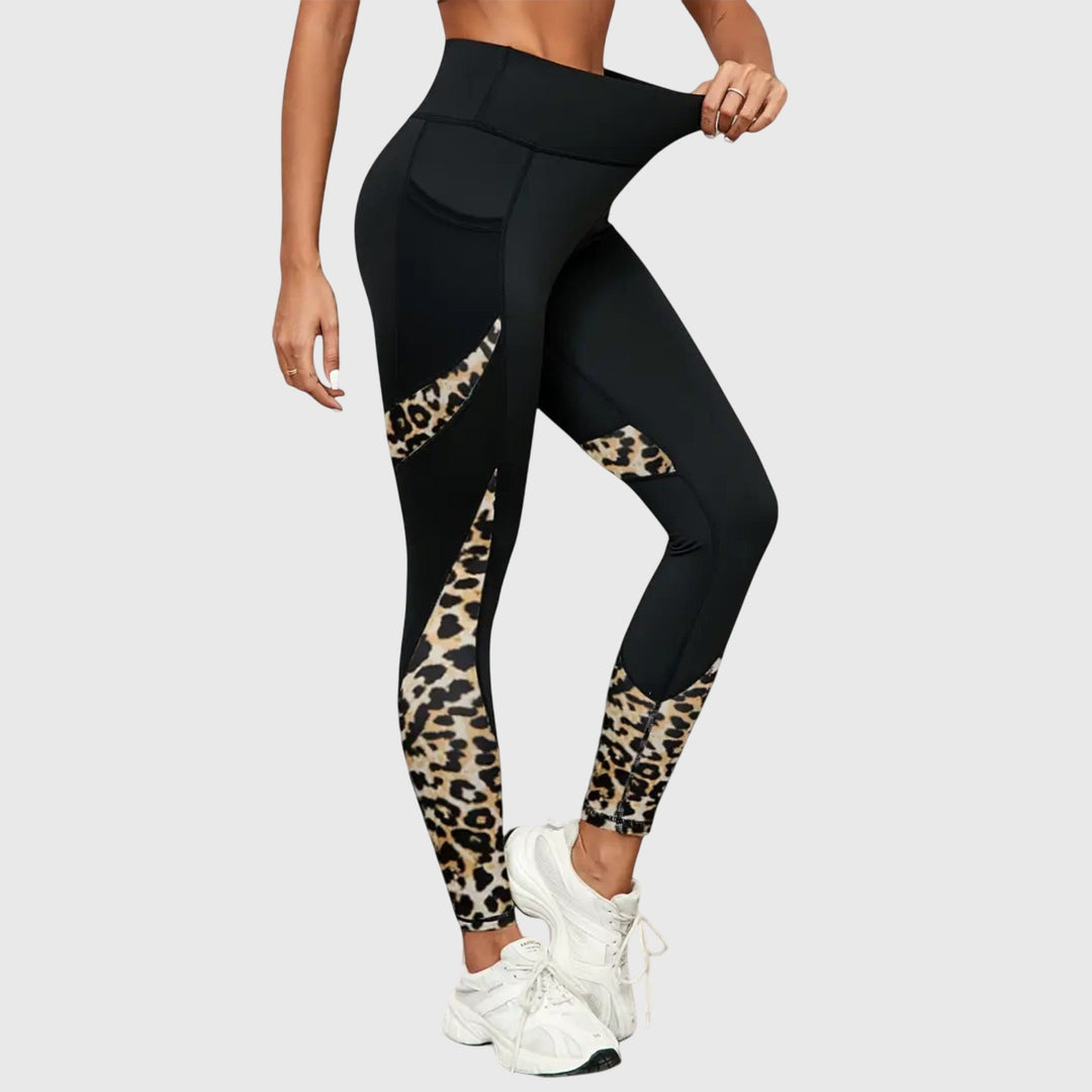 Women's High-Waisted Leopard Print Training Leggings - Athletic Style