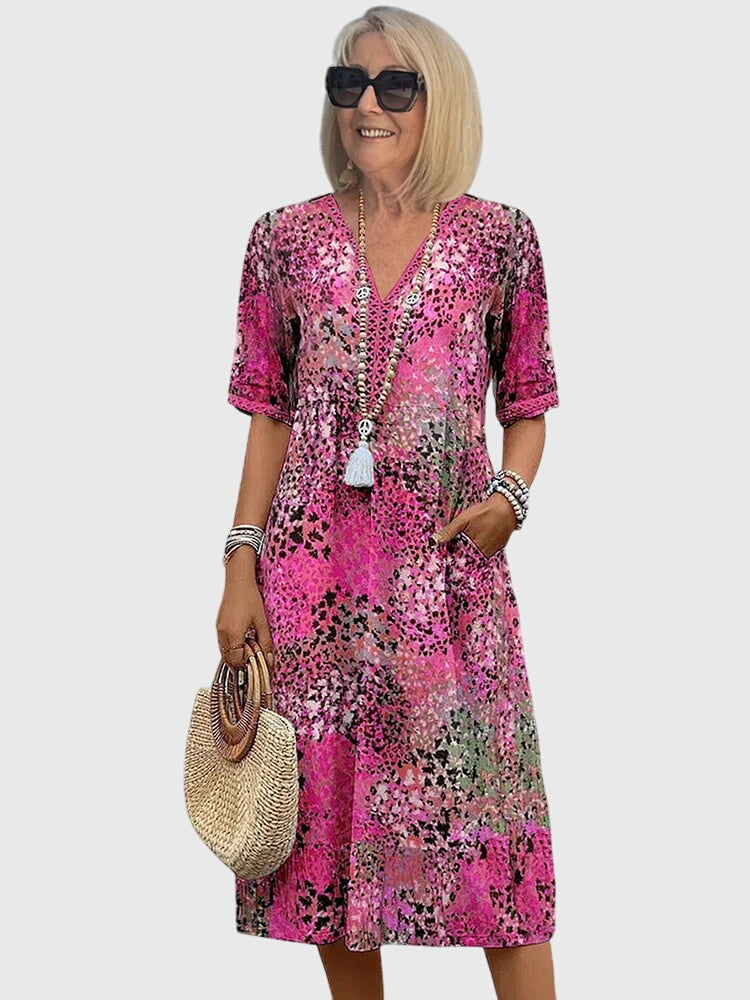 Women's Floral Midi Dress - Elegant & Versatile for Any Occasion