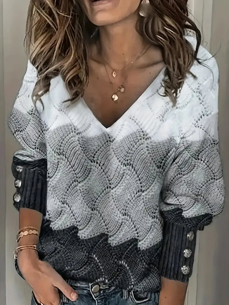Women's Cozy Wave Knit Sweater - For Effortless Layering