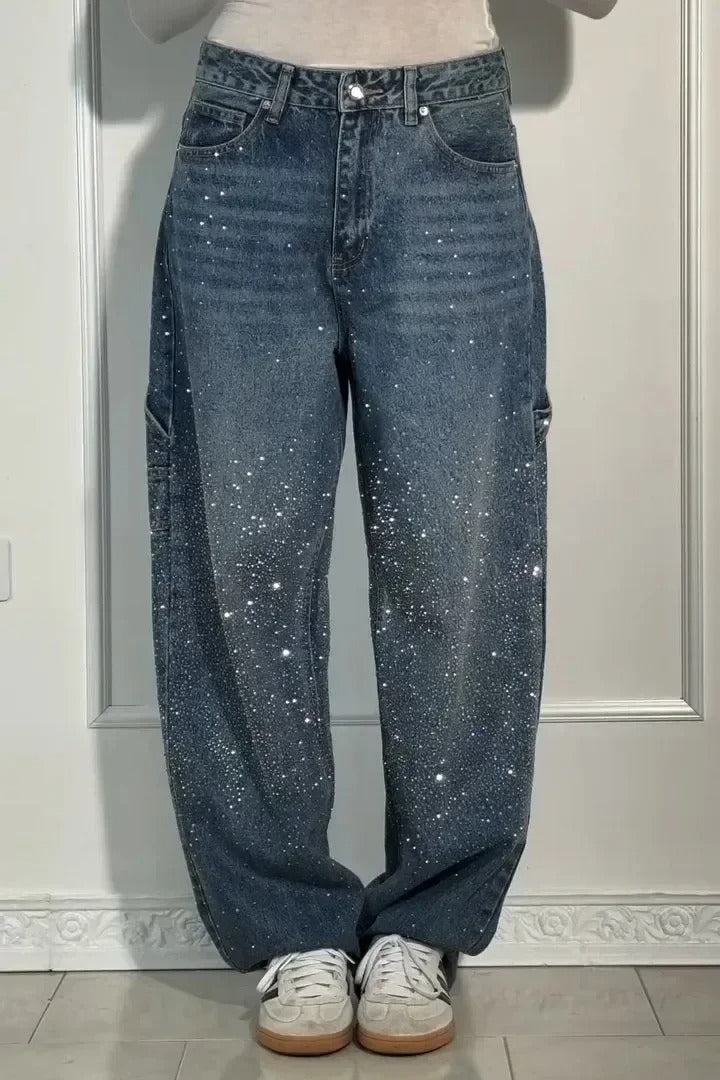 Women's Victoria High-Waist Glitter Jeans - Sparkle with Confidence