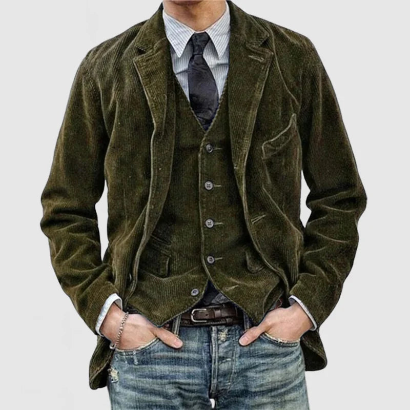 Women's Vintage Jacket & Vest - Two-in-One Layering Set
