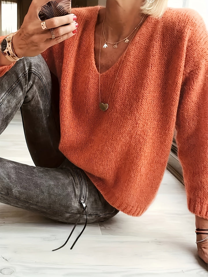 Women's Plush V-Neck Sweater - Cozy Everyday Comfort