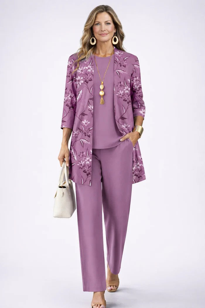 Women's Printed 3-Piece Set - Effortless Everyday Elegance