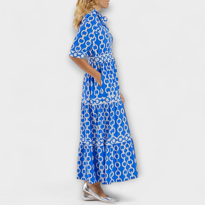 Women's Chain Print Midi Dress – Effortless Elegance
