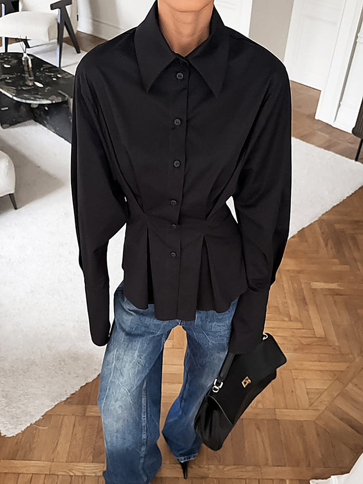 Palace-Style Pleated Cotton Shirt