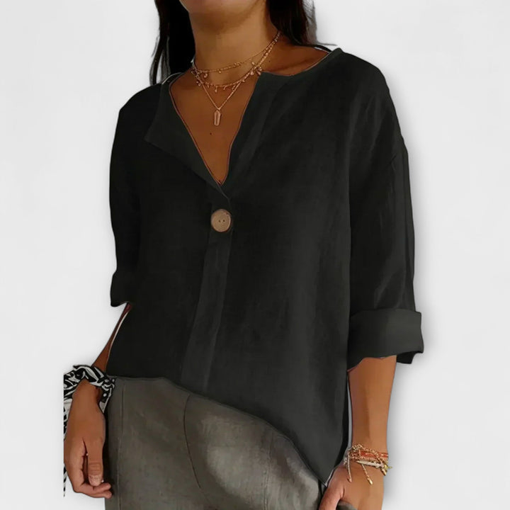 Women's Laidback Chic Button Blouse - Everyday Versatility