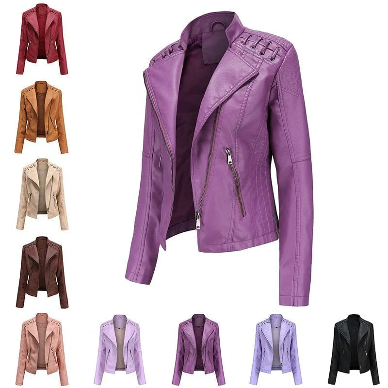 Women's Vegan Leather Moto Jacket - Edgy Everyday Style