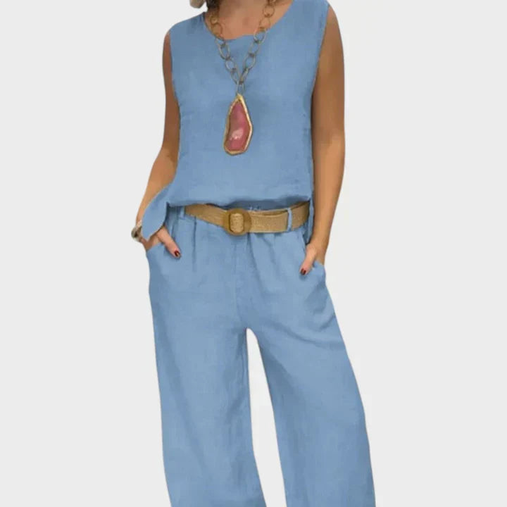 Women's Bohemian Top & Cropped Pants Set - Summer Boho-Chic