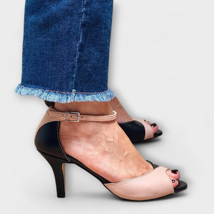 Women's Vegan Leather Peep-Toe Heels - Versatile Day to Night