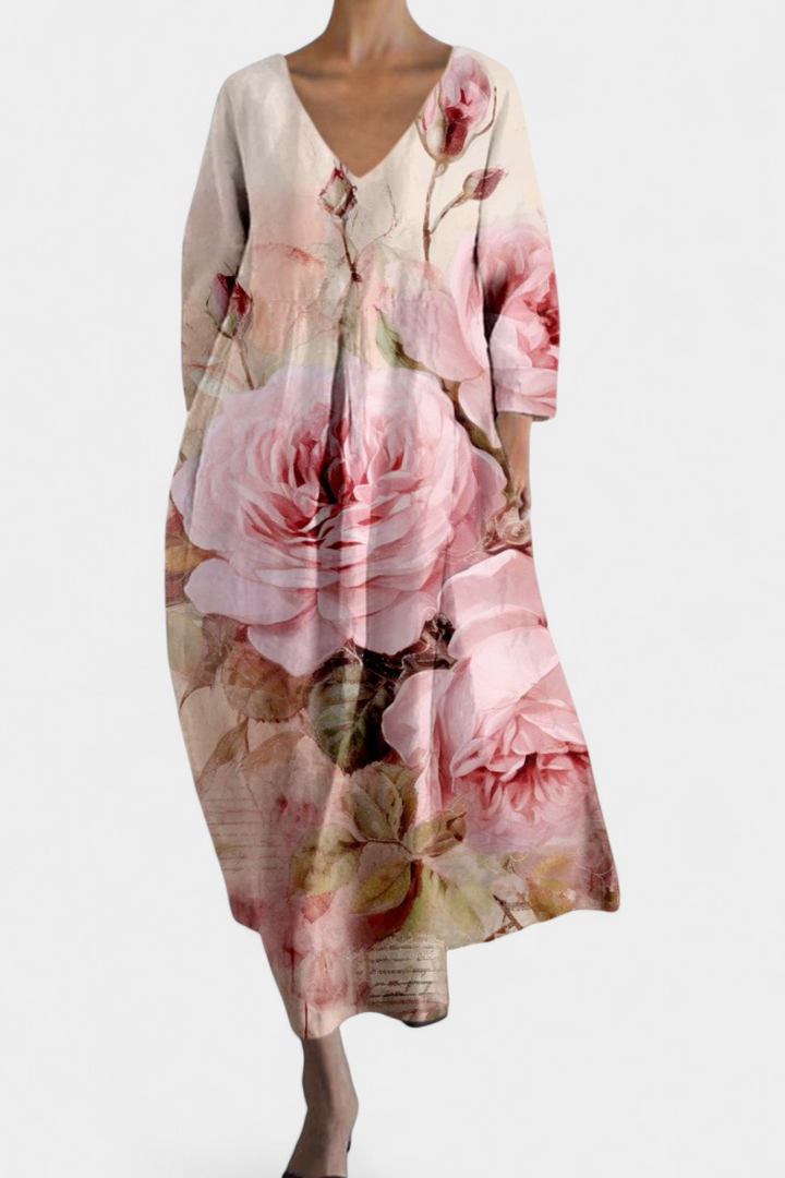 Women's Flowing V-Neck Dress - Your All-Day Comfort