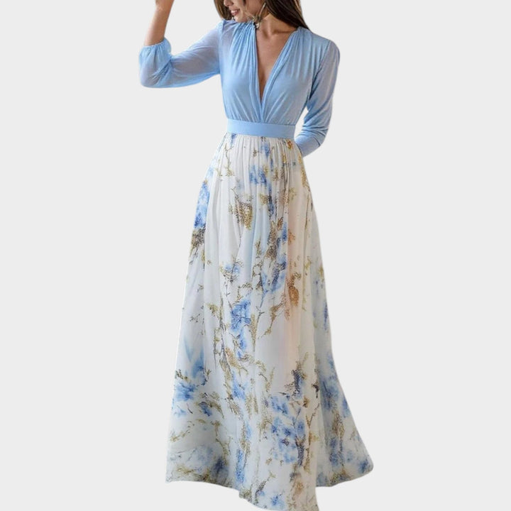 Women's Floral Chiffon Maxi Dress - Romantic & Flowing