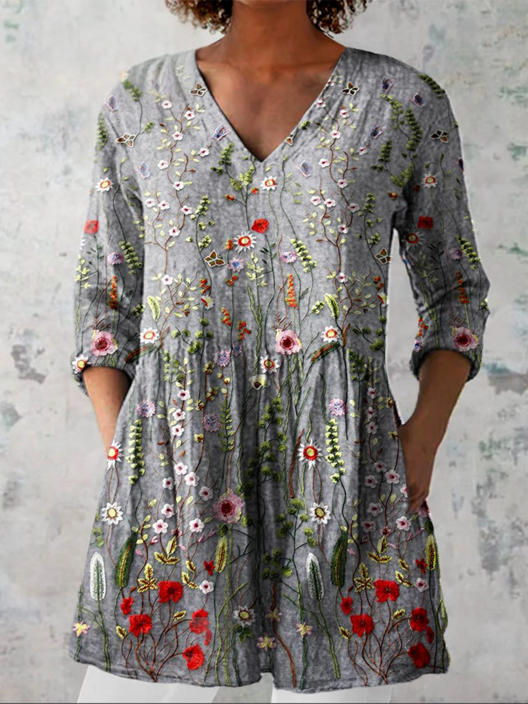 Women's Long V-Neck Shirt - Effortless Everyday Style