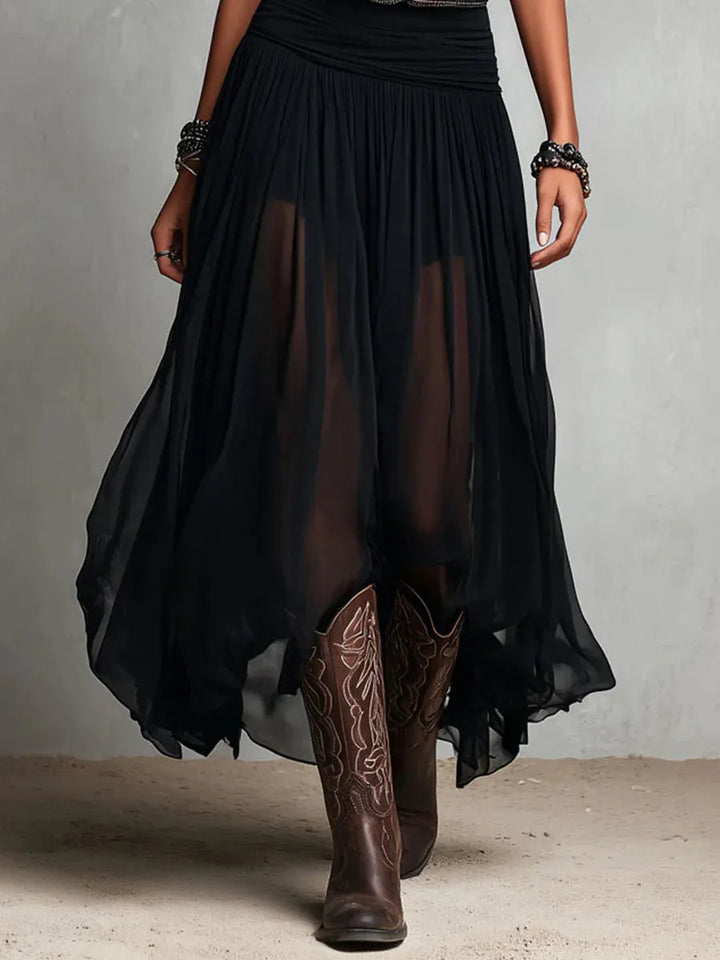 Women's Chiffon Double Layer Dress - Elegant Hourglass Silhouette