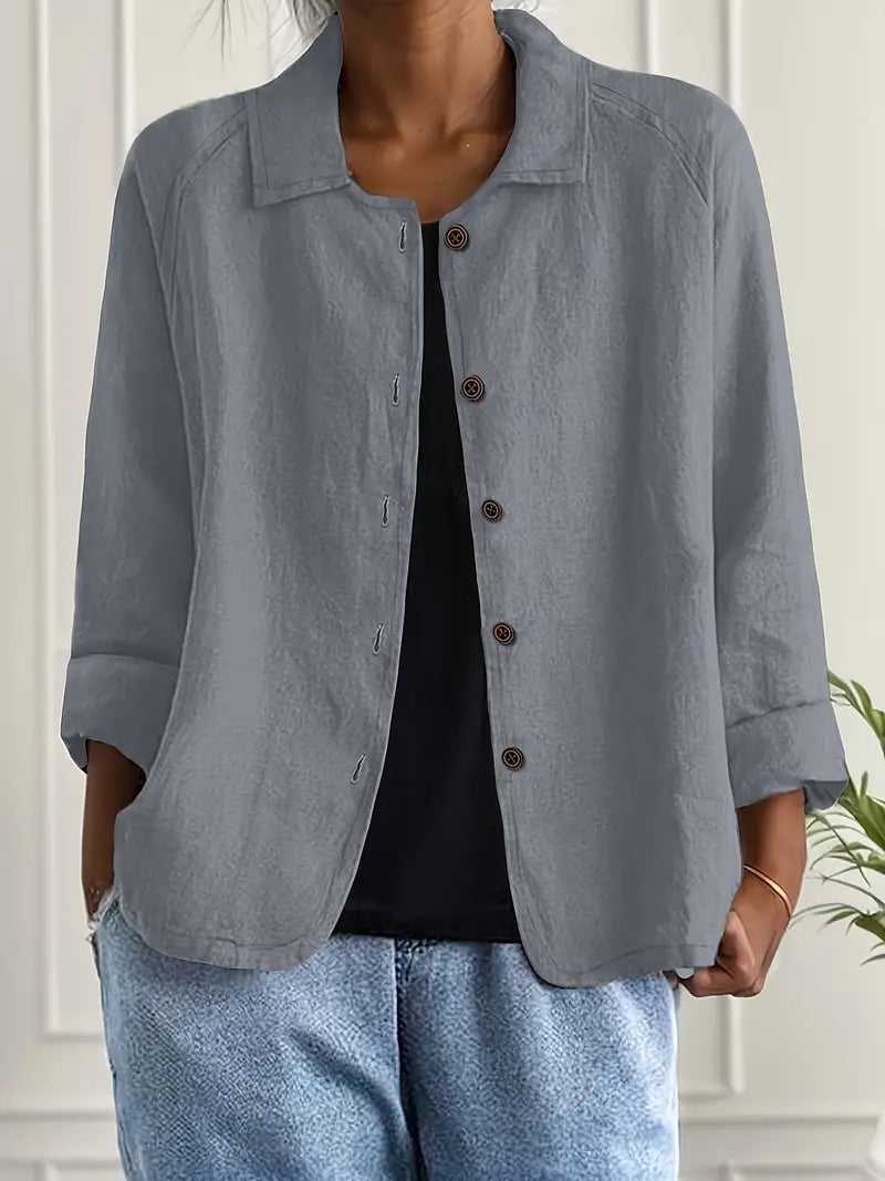 Women's Lightweight Cotton-Linen Shirt-Cardigan - Effortless Style