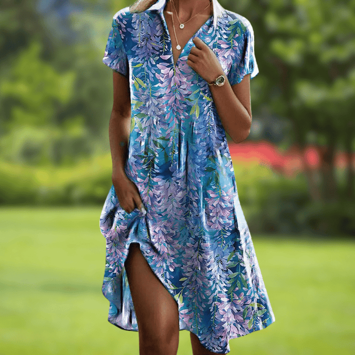 Women's Floral Print Elegant Dress - Effortless Day to Night