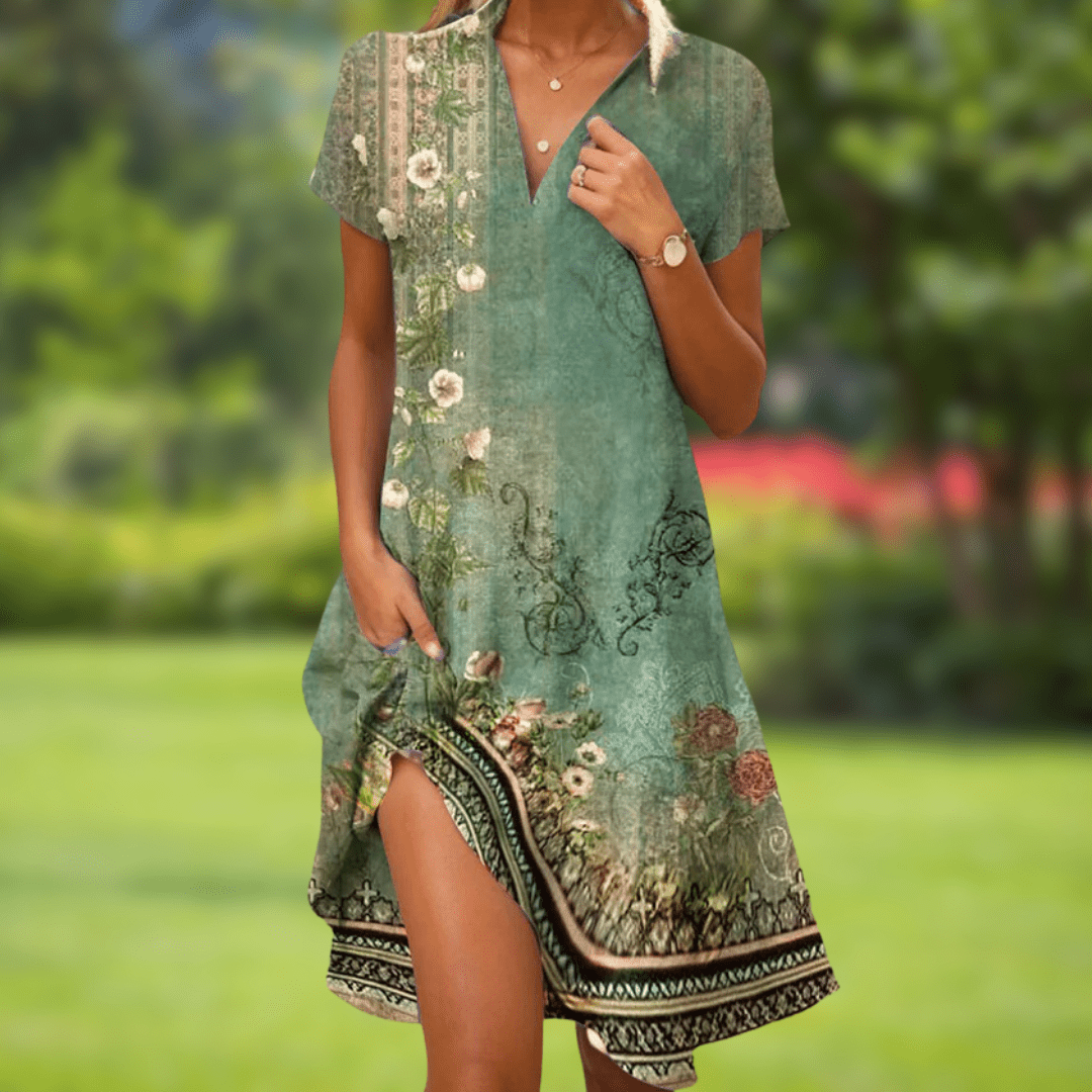 Women's Floral Print Elegant Dress - Effortless Day to Night