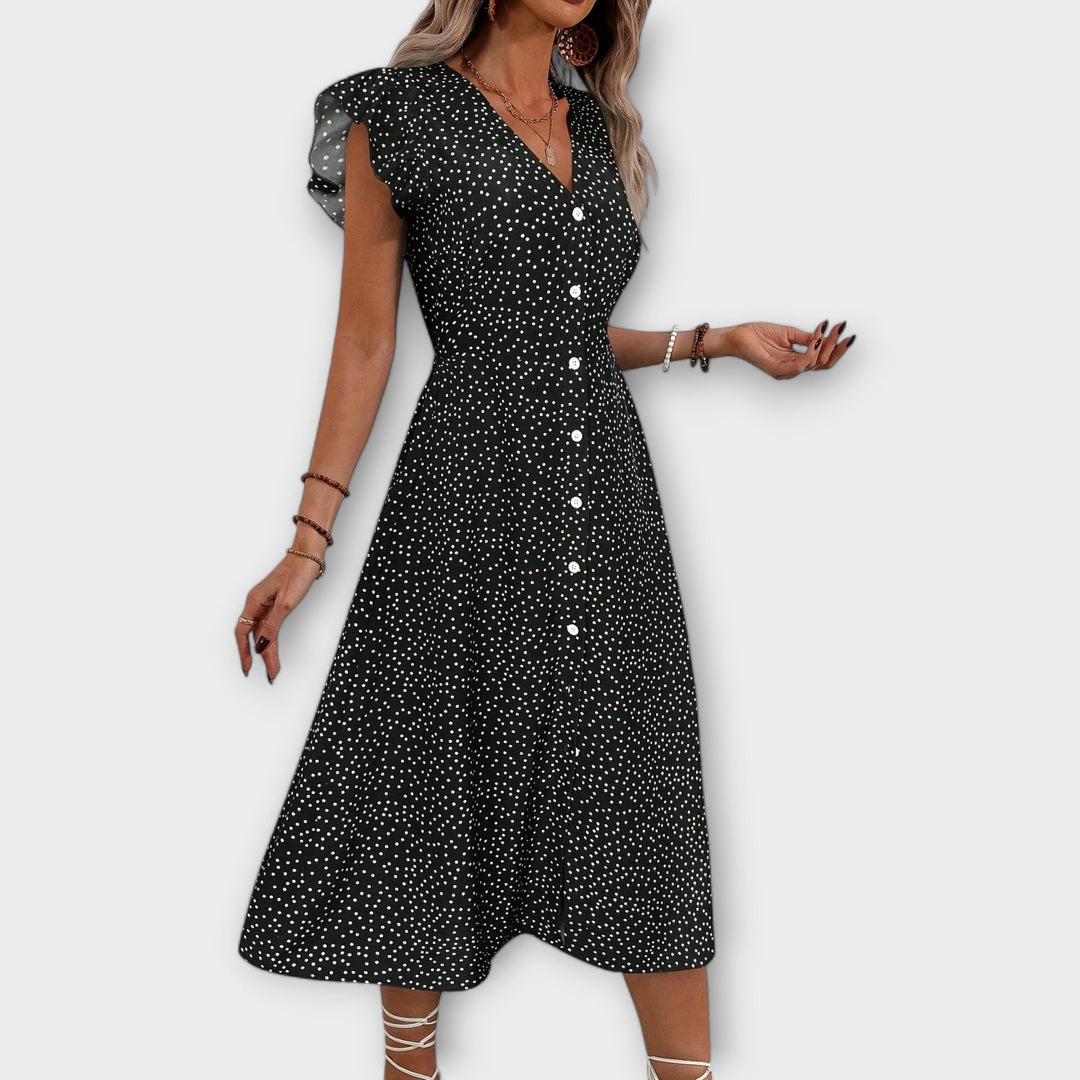 Women's Polka Dot A-Line Dress - Chic & Versatile for Any Occasion