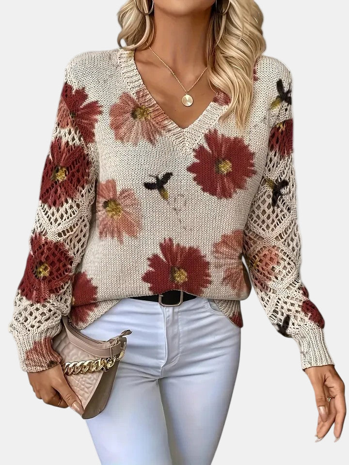 Women's Blooming Chic Knit Sweater - Effortless Everyday Elegance
