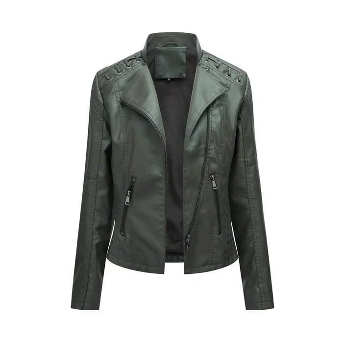 Women's Vegan Leather Moto Jacket - Edgy Everyday Style