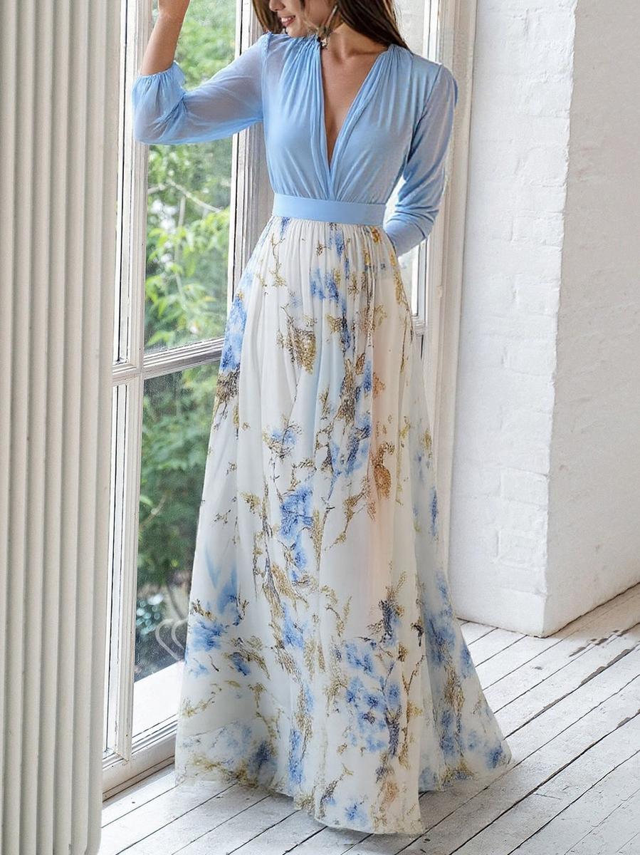 Women's Floral Print Maxi Dress - Effortless Day to Night