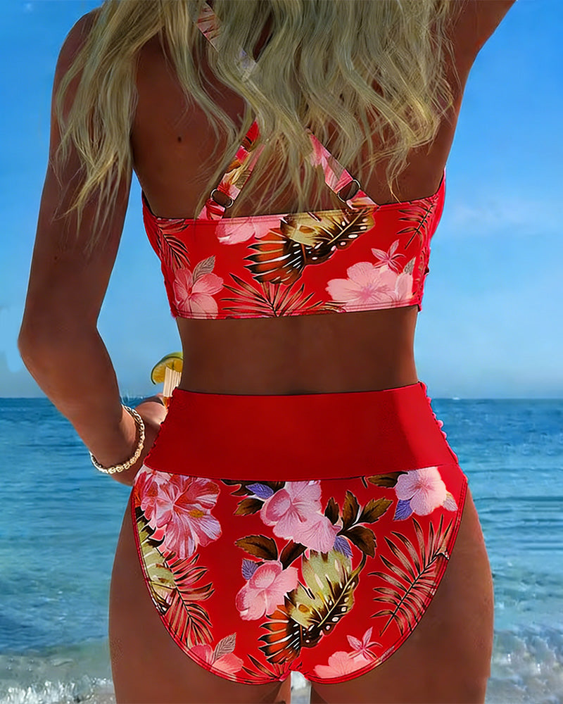 Women's Floral Wrap Bikini Set - Soft Feminine Charm