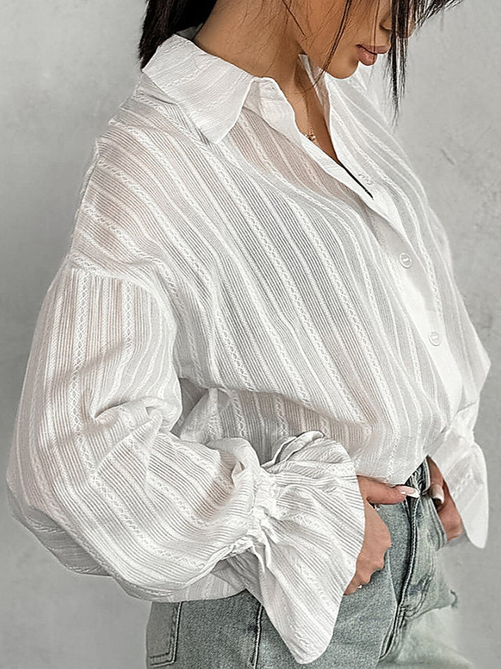 Embossed Jacquard Flared-Sleeve Shirt