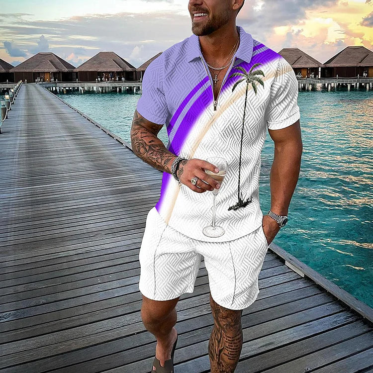 Women's Liam Printed Polo Shirt and Shorts Set - Summer Vacation