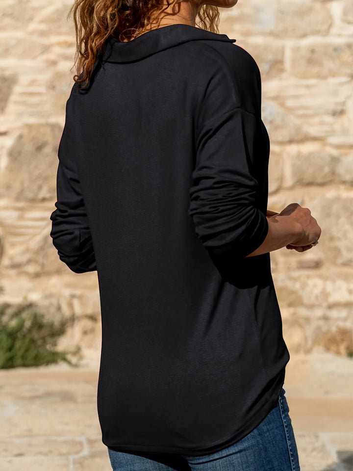 Women's Zip Collar Blouse - Effortless Everyday Style