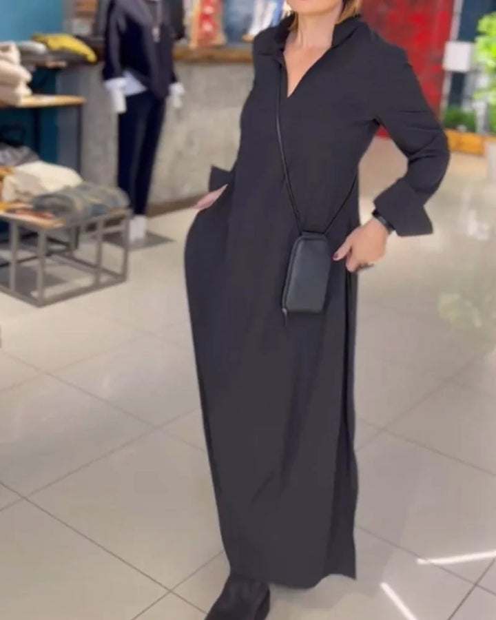 Women's Long Flowy Dress with Side Slits - Elegant for Special