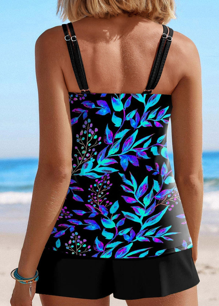 Women's Floral Print Ruched Tankini Set - Poolside Confidence