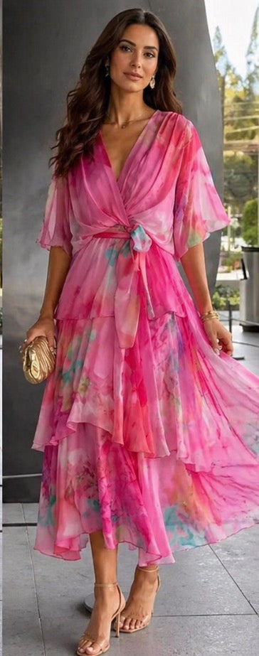Women's Layered Floral Sun Dress - Effortless Summer Style