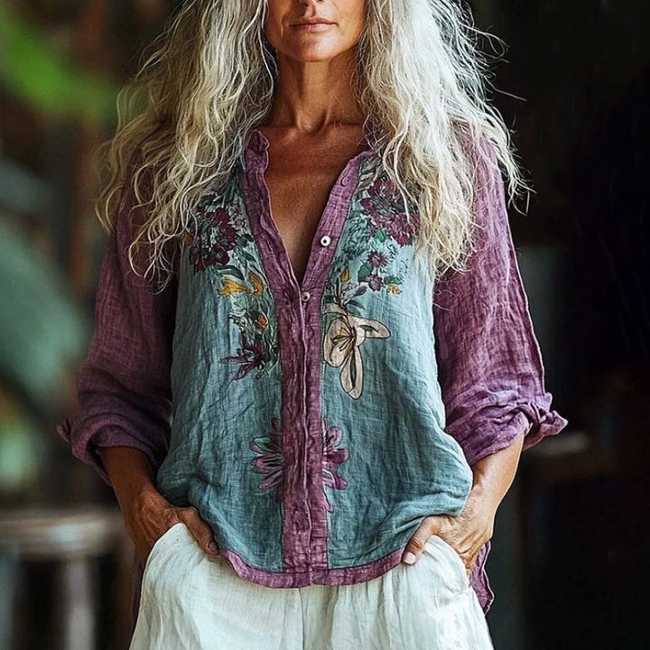 Women's Boho Embroidered Blouse – Artisanal Charm, Free Spirit